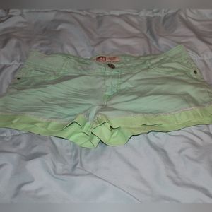LEI Ashley Low Rise Light Green Denim Shorts Size 11 Regular